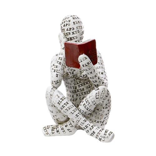 Lesende Frau Figur Deko Für Regal - Leserstatue Pulp Woman Reading Geformte Skulptur - Denker Stil Lesefiguren Abstrakte Lesefigur Bücherregal Deko Für Schlafzimmer, Regal, Schreibtisch (A) von RZXBB