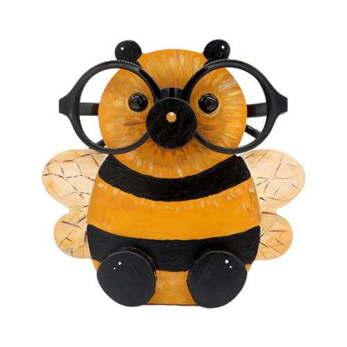 RZXBB Brillenhalter Tier - Brillenständer Aus Holz - Lustige Handgeschnitzt Tierform Sonnenbrillenhalter Brillenablage - Gläser Display Aufbewahrung Geschenk Für Schreibtisch Home Office Deko (Biene) von RZXBB