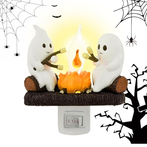 RZXBB Geister Lagerfeuer Nachtlicht Steckdose - Ghost Campfire Flickering Nigh Tlight Halloween Deko Innen - Halloween Geister Flackerndes Nachtlampe - Geister Nachtlicht Halloween Dekoration von RZXBB