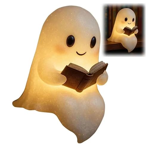 RZXBB Halloween Geister Leselampe, Niedliche Ghost Reading Book Lamp, Geist Lampe Nachtlicht Halloween Dekoration, Geister Statue Nachtlicht für Leser und Buchliebhaber (kleine) von RZXBB