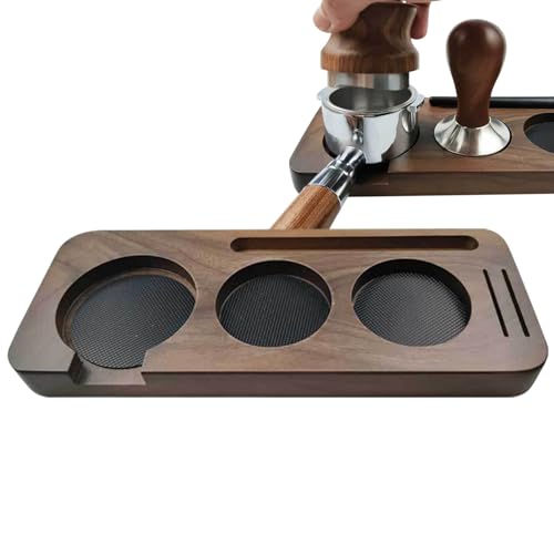 RZXBB Kaffee Tamperstation Aus Holz - 3-in-1 Espresso Tampingstation - Coffee Tamper Station Distributor Leveler Andrückstation Für Kaffeestampfer, Verteiler Und Siebträger (Nussbaum 58mm) von RZXBB