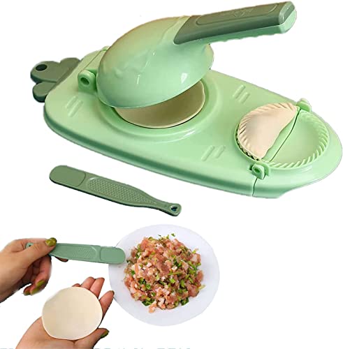 RZXBB Neuer 2-in-1-Knödelformdruck,Dumpling Maker,Teigtaschenformer,Dumpling Moulds,Manual Dough Presser Dumpling Wrappers Press Wrapper,Efficient Knödel Skin Maker,Pelmeni Form (Green) von RZXBB