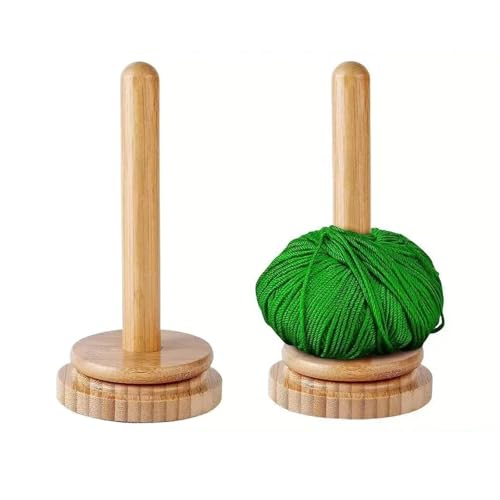 RZXBB Wollknäuelhalter Holz - Drehbarer Wollabwickler mit Kugellager, Tragbarer Garnhalter für Wollwolle, Garnrollenhalter als Strickzubehör & Häkel Zubehör für Strickliebhaber in Europa (2PCS) von RZXBB