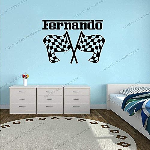 Benutzerdefinierter Name Kindergarten Dekoration Wandaufkleber Racing Wandtattoos Rennen Logo Wandtattoo 57X40Cm von RZYLYHH