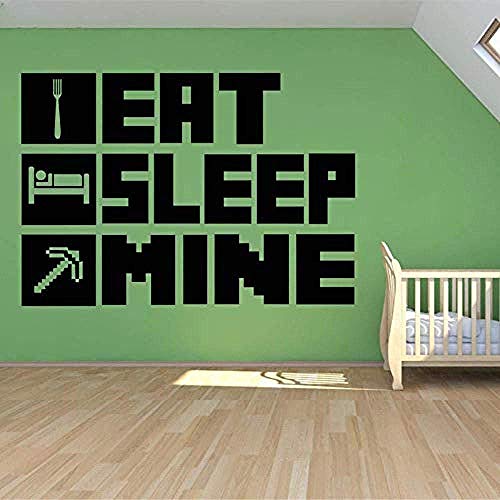 Eat Sleep My Game Poster Kinderzimmer Dekoration Wandaufkleber Wandbild Minecraft Vinyl Haus Aufkleber Schlafzimmer Dekoration 57X77 Cm von RZYLYHH