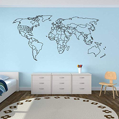 Große Weltkarte Wandtattoo World Outline Outline Land Und Usa Weltkarte Wandtattoo Vinyl Home Decor Wandbild 87X43Cm von RZYLYHH