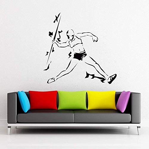 Leichtathletik Speer Werfen Sport Vinyl Wandtattoo Kunst Aufkleber Rennen Athlet Aufkleber Home Schlafzimmer Dekoration Schule Aufkleber 57X56 Cm von RZYLYHH