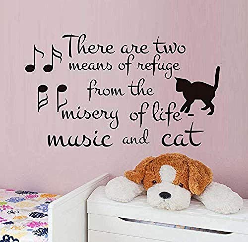 Wandaufkleber Kunst Aufkleber Vinyl Wandbild Heiligtum Musik Und Katzen Für Kinderzimmer Musikkünstler Hauptdekoration 74X43Cm von RZYLYHH