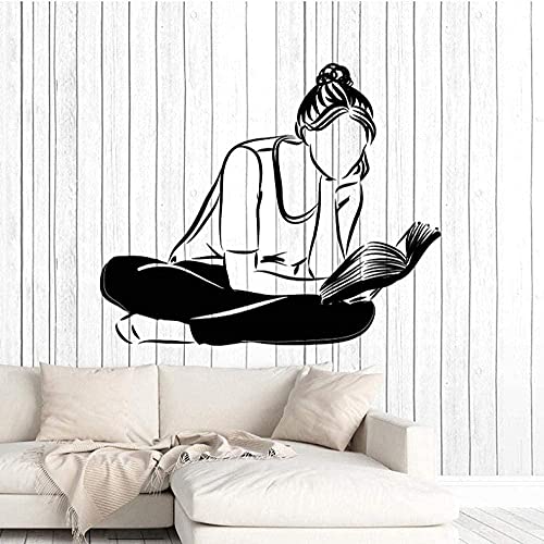 Wandtattoo Aufkleber 50X42 Cm Mädchen Und Lesen Bibliothek Selbstklebende Pvc-Aufkleber Für Wohnzimmer Diy Hause Abnehmbare Wand Künstler Hause Wanddekoration Wandbild von RZYLYHH