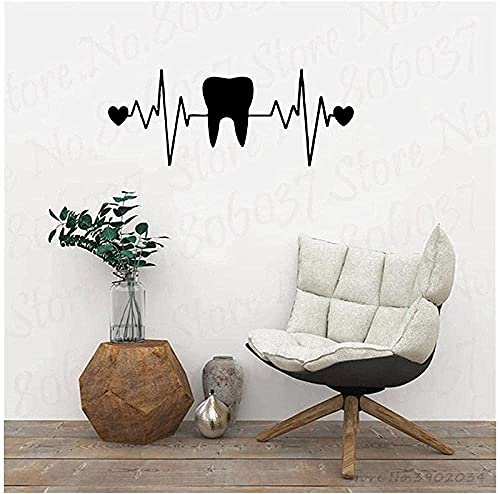 Zähne Dental Wandpflege Ekg Wandtattoo Zahnarzt Klinik Zahndekoration Zähne Tapete Badezimmer Dekoration 57X23Cm von RZYLYHH