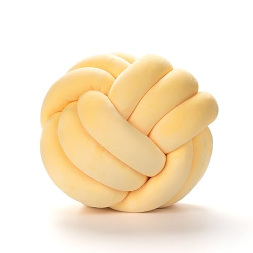 RZYW Plush Knot Ball Cushion, Knot Ball Throw Pillow Home Decoration Cushion Throw Knot Cushion Decorative Cushion Bedroom Decor,Goose Yellow,D 28cm von RZYW