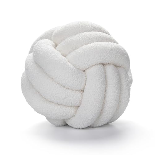 RZYW Plush Knot Ball Cushion, Soft Knot Ball Throw Pillow Home Decoration Cushion Plush Throw Knot Cushion Rund Knoten Kissen, Deko Knoten, Knot Pillow Ball,Beige White,D 35CM von RZYW