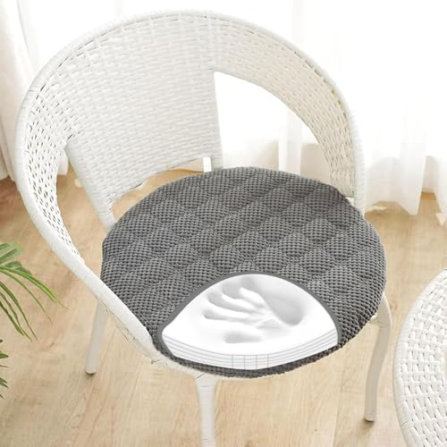 Rund Stuhlkissen 6er 4er 2er Set Weiche Sitzkissen Rund Waschbar Sitzkissen Stuhl rutschfest Sitzpolster Outdoor Stuhlauflage Bodenkissen für Küche Esszimmer Garten Büro,Darkgray,2er Set 35cm von RZYW