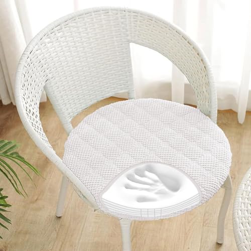Rund Stuhlkissen 6er 4er 2er Set Weiche Sitzkissen Rund Waschbar Sitzkissen Stuhl rutschfest Sitzpolster Outdoor Stuhlauflage Bodenkissen für Küche Esszimmer Garten Büro,Offwhite,4er Set 40cm von RZYW