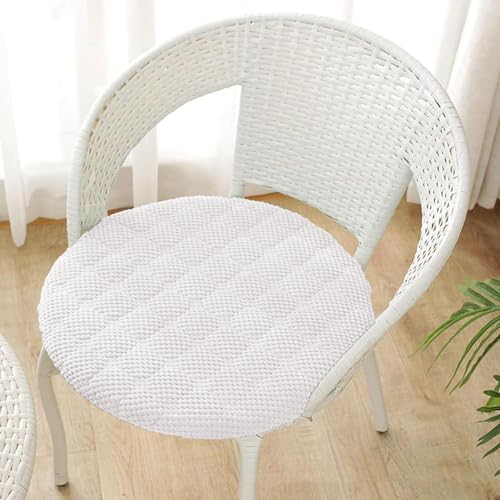 RZYW Sitzkissen Rund Stuhlkissen 40x40cm 6er set Waschbar Sitzkissen Stuhl Rutschfest Sitzpolster Stuhlauflage Cordstoff Bodenkissen für Outdoor Gartenstuhl Küche Esszimmer,Corduroy off white,6er 35cm von RZYW