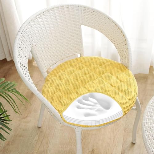 Rund Stuhlkissen 6er 4er 2er Set Weiche Sitzkissen Rund Waschbar Sitzkissen Stuhl rutschfest Sitzpolster Outdoor Stuhlauflage Bodenkissen für Küche Esszimmer Garten Büro,Gelb,1er Set 35cm von RZYW