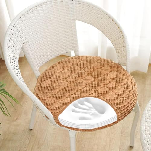 Rund Stuhlkissen 6er 4er 2er Set Weiche Sitzkissen Rund Waschbar Sitzkissen Stuhl rutschfest Sitzpolster Outdoor Stuhlauflage Bodenkissen für Küche Esszimmer Garten Büro,Khaki,2er Set 35cm von RZYW