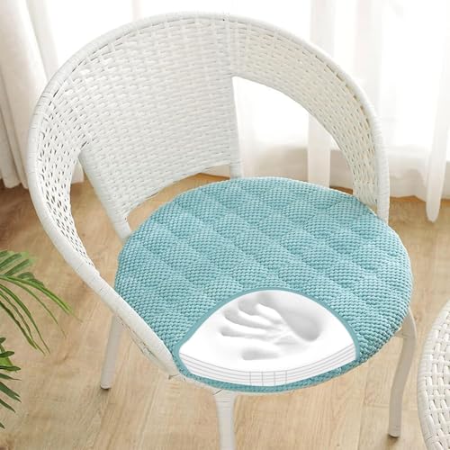 Rund Stuhlkissen 6er 4er 2er Set Weiche Sitzkissen Rund Waschbar Sitzkissen Stuhl rutschfest Sitzpolster Outdoor Stuhlauflage Bodenkissen für Küche Esszimmer Garten Büro,Lightblue,4er Set 40cm von RZYW
