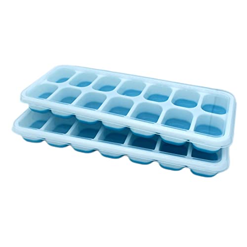 Eiswürfelform, 2 Pack Silikon-Eisform mit Deckel, Silikon-Eiswürfelformen, Einfach zu lösende Eisformen für Gefrierschrank, Whisky, Cocktail, Blau (Blau) von RaGud
