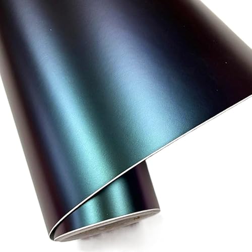 Autofolie Blau Grün Lila Auto Chamäleon Wrap Auto Carbon Faser Wrapping Film Fahrzeug Ändern Farbe Aufkleber Tönung Vinyl Luft Blase Frei Auto Folie ( Color : Plain blue purple-01 , Size : 20CM X 152C von RaamKa