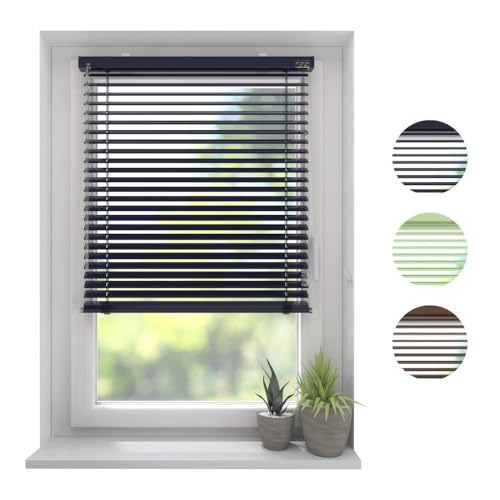 Radeco® Aluminium Jalousie 25 mm Blau 80 x 175 cm von Raamdecoratie.com