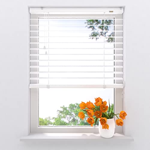 Radeco® Aluminium Jalousie 200 x 180 cm Matt Weiß 50mm lamellen, Größen von 60 bis 240 Breite, alu Jalousie, lamellenrollo, Jalousien, Fenster Jalousien innen, Jalousie Aluminium von Raamdecoratie.com