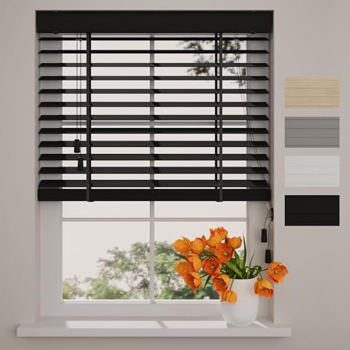 Radeco® Bambus Jalousie innen schwarz 75 x 175 cm, 50mm Lamellen aus Bambus Holz, Breiten von 50 bis 250 cm erhältlich, innenjalousie, Fenster jalousien von Raamdecoratie.com