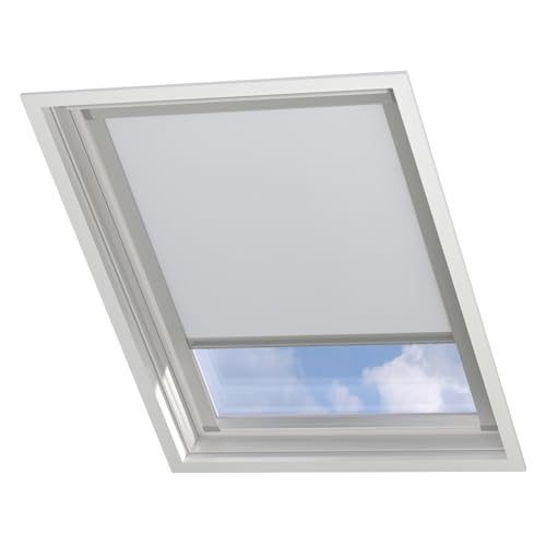 Radeco® Dachfenster verdunkelungsrollo für Velux CK04 weiß mit Führungsschiene, Rollo für dachfenster, velux dachfenster Rollo, velux verdunkelungsrollo, verdunkelungsrollo dachfenster von RADECO