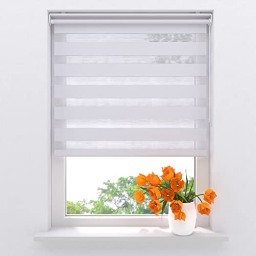 Doppelrollo klemmfix ohne Bohren 60 x 150 cm (BxH) Weiß lichtdurchlässig, fensterrollo innen ohne Bohren, rollos für Fenster, Rollo 60 cm breit, Duo Rollo, klemmrollo, klemmfix-doppelrollo von Raamdecoratie.com