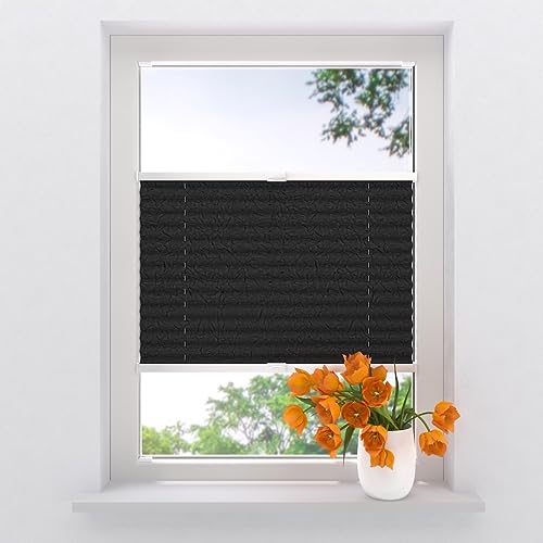 Plissee mit Bohren 40 x 130 cm Grau lichtdurchlässig, plissee innen, Montage ohne Bohren möglich, Fenster rollos für innen, Fenster plissee, pliseerollos, plissees von Raamdecoratie.com