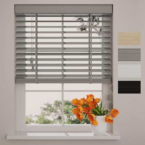 Radeco® Bambus Jalousie innen grau 170 x 240 cm, 50mm Lamellen aus Bambus Holz, Breiten von 50 bis 250 cm erhältlich, innenjalousie, Fenster jalousien von Raamdecoratie.com