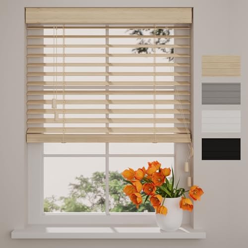 Radeco® Bambus Jalousie innen helle Eiche 130 x 130 cm, 50mm Lamellen aus Bambus Holz, Breiten von 50 bis 250 cm erhältlich, innenjalousie, Fenster jalousien von Raamdecoratie.com