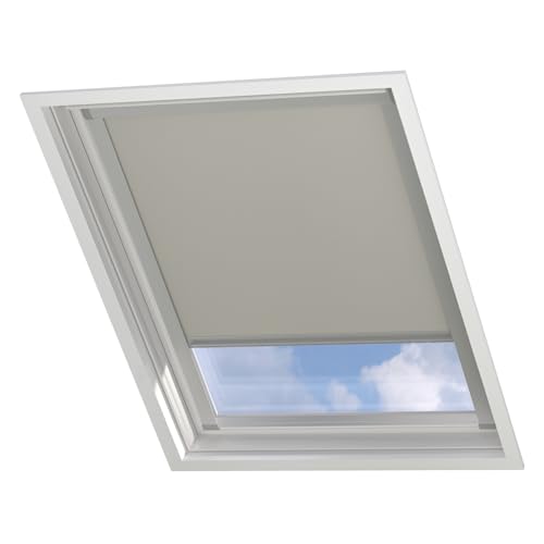 Radeco® Dachfenster verdunkelungsrollo für Velux FK04 beige mit Führungsschiene, Rollo für dachfenster, velux dachfenster Rollo, verdunklungsrollo für velux. von Raamdecoratie.com