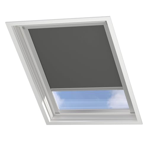 Radeco® Dachfenster verdunkelungsrollo für Velux MK10 dunkelgrau mit Führungsschiene, Rollo für dachfenster, velux dachfenster Rollo, verdunklungsrollo für velux. von Raamdecoratie.com