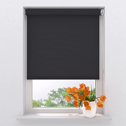 Radeco® Lichtdurchlässiges Rollo 140 x 190 cm schwarz, Größen von 40 bis 240 Breite, ohne Bohren möglich, Rollo wandmontage, Rollo 140 cm breit, Fenster rollos für innen, rollos für Fenster von Raamdecoratie.com