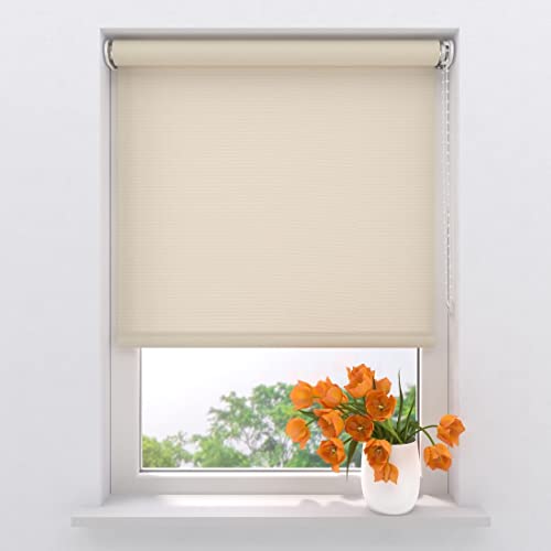 Radeco® Lichtdurchlässiges Rollo 210 x 190 cm Creme, Größen von 40 bis 240 Breite, ohne Bohren möglich, Rollo wandmontage, Rollo 210 cm breit, Fenster rollos für innen, rollos für Fenster von RADECO