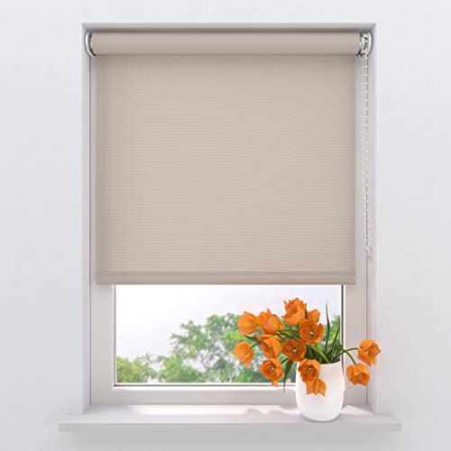 Radeco® Lichtdurchlässiges Rollo 110 x 275 cm Sand, Größen von 40 bis 240 Breite, ohne Bohren möglich, Rollo wandmontage, Rollo 110 cm breit, Fenster rollos für innen, rollos für Fenster von Raamdecoratie.com