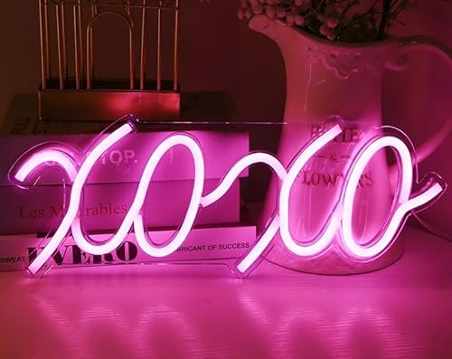 38,2 x 14,5 cm XOXO Neon-LED-Schild USB-betrieben Atmosphärenlicht kreative Ornamente für Kinder Wanddekoration Schlafzimmer Wohnzimmer Bar Spielzimmer Abschlussball Hochzeit Halloween von Raaxola