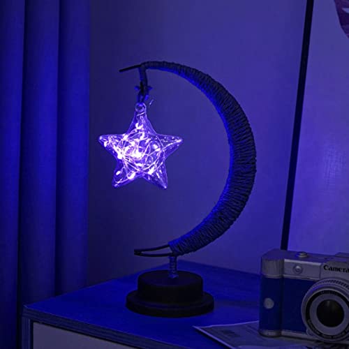 LED-Nachtlicht Star Moon Light Weihnachtslicht Geburtstagsgeschenk Handgemachtes Hanfseil USB-Batterie Nachtlicht Iron Art Romantisches Atmosphärenlicht Weihnachtsgeschenk 10,6 x 5,5 x 5,1 Zoll von Raaxola