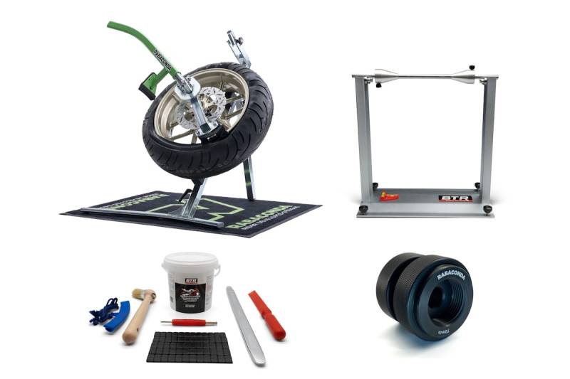 Rabaconda Street Bike Reifenmontiergerät Set für BMW 5-Loch-Felge Schwarz BTR Wuchtbock Paste von Rabaconda