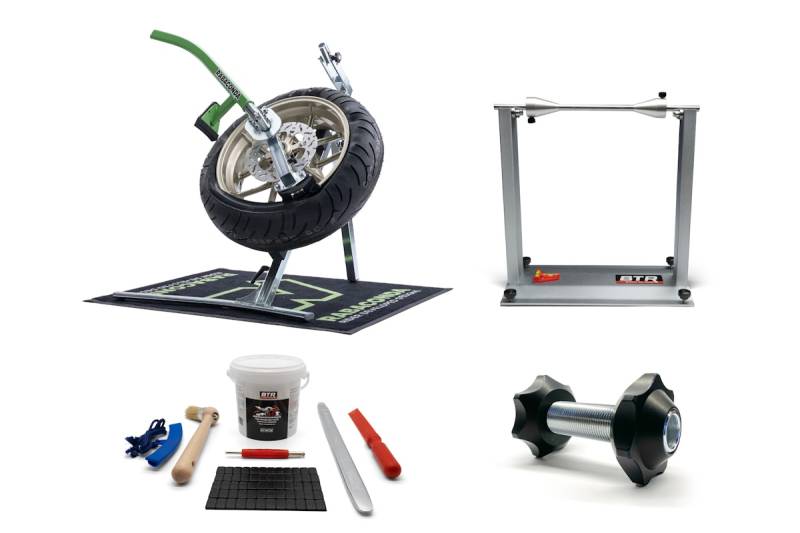Rabaconda Street Bike Reifenmontiergerät Set für Ducati Einarschwinge Schwarz BTR Wuchtbock Paste von Rabaconda