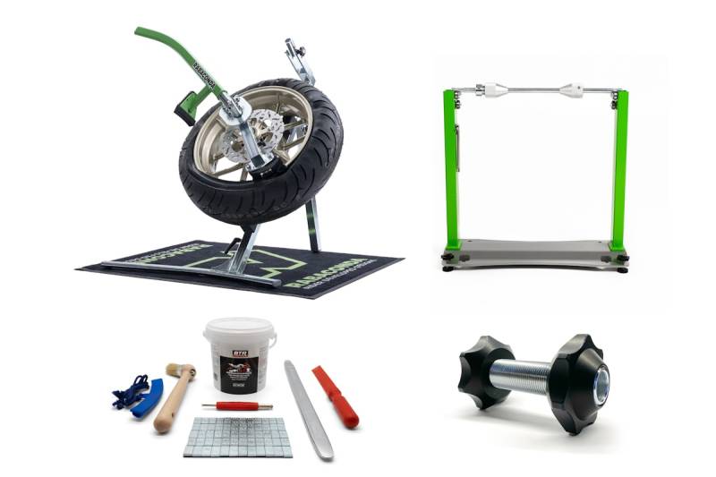 Rabaconda Street Bike Reifenmontiergerät Set für Ducati Einarschwinge Silber Rabaconda Wuchtbock Paste von Rabaconda