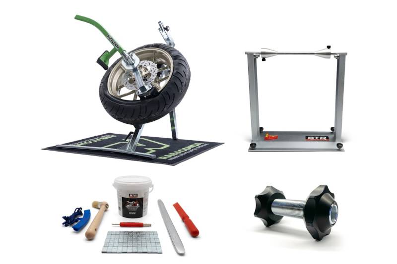Rabaconda Street Bike Reifenmontiergerät Set für KTM 1290 Super Duke Silber BTR Wuchtbock Paste von Rabaconda