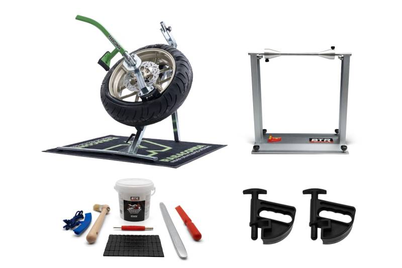 Rabaconda Street Bike Reifenmontiergerät mit Wuchtbock und Starterpaket Schwarz BTR Wuchtbock Paste von Rabaconda