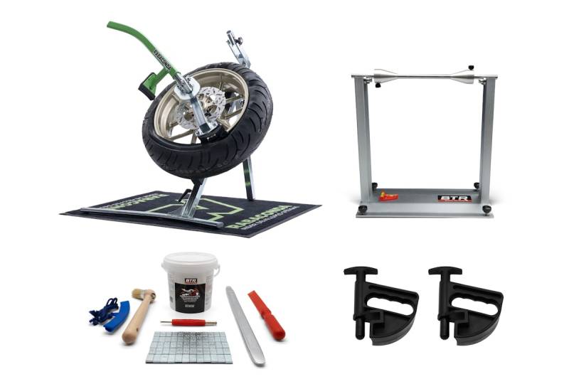 Rabaconda Street Bike Reifenmontiergerät mit Wuchtbock und Starterpaket Silber BTR Wuchtbock Paste von Rabaconda