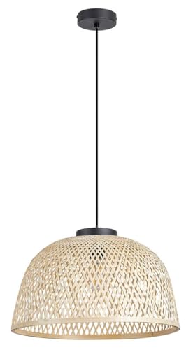 Rabalux 72025 Hängeleuchte RATTAN Metall/Holz schwarz Rotan natural E27 1 X max.25W H:120cm Ø40.5cm dimmbar von rabalux
