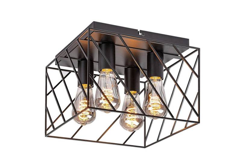 Rabalux Deckenleuchte "Boroo" 4-flammig, Metall, schwarz, E27, 300x300mm von Rabalux