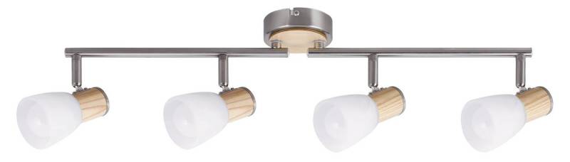 Rabalux LED Deckenspots "Gavin" 4-flammig, Holz, weiß+silber, E14, B590mm von Rabalux