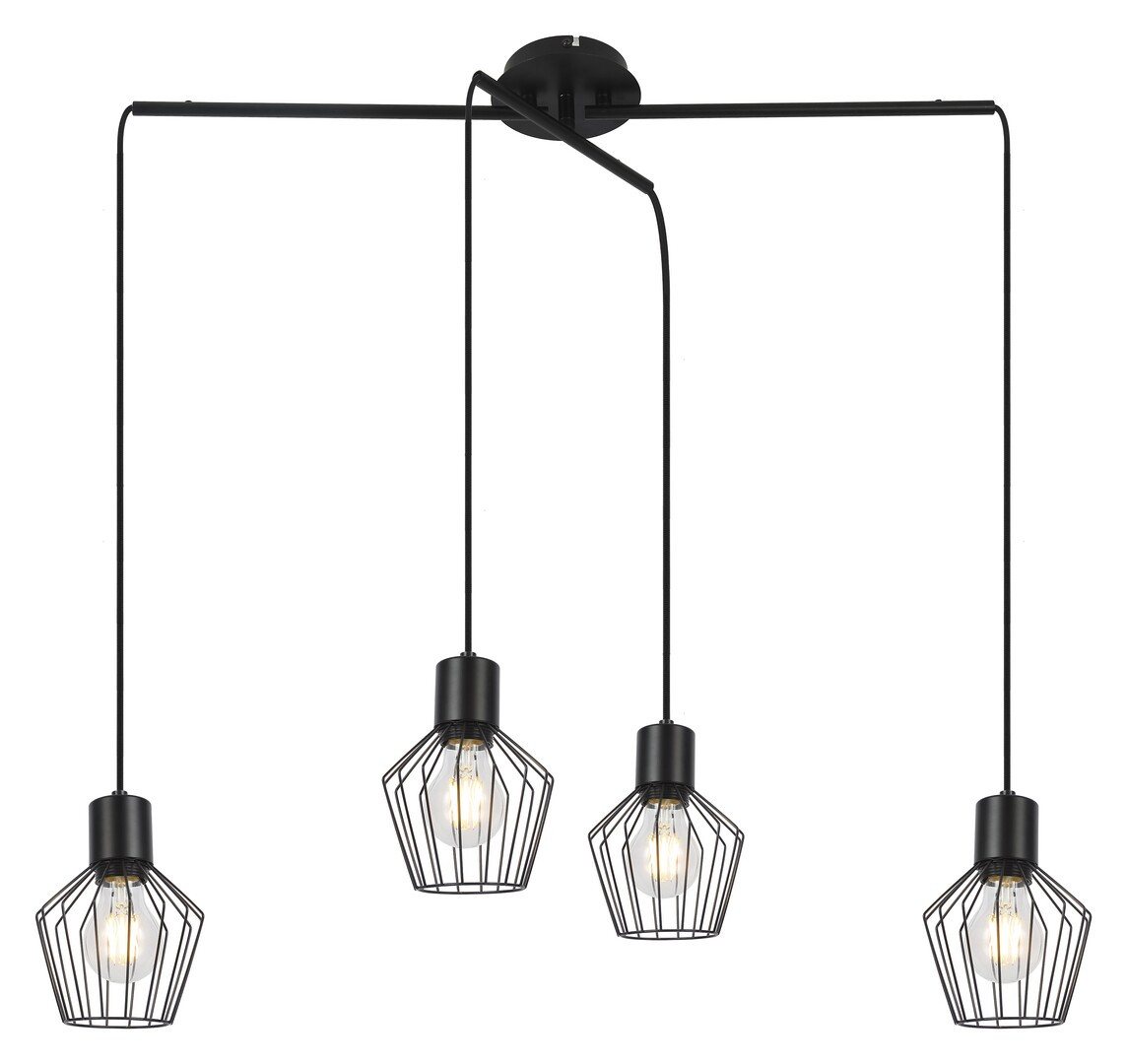 Rabalux Pendelleuchte "Belano" 4-flammig, Metall, schwarz, rund, E27, ø130mm von Rabalux