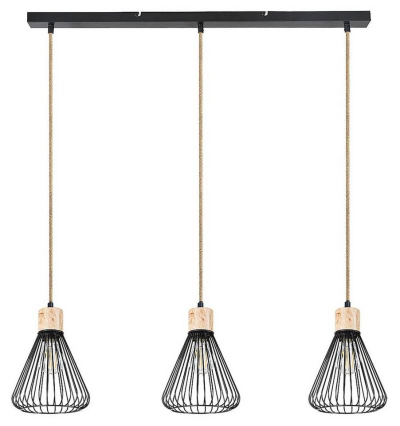 Rabalux Pendelleuchte "Farfalle" 3-flammig, Holz, schwarz, rund, E27, ø180mm von Rabalux